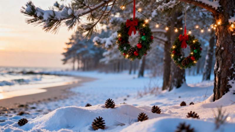 雪景圣诞树挂饰图片