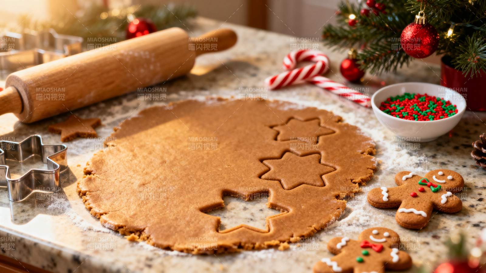 圣诞姜饼制作中图片