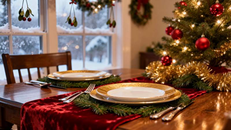 圣诞餐桌布置图片