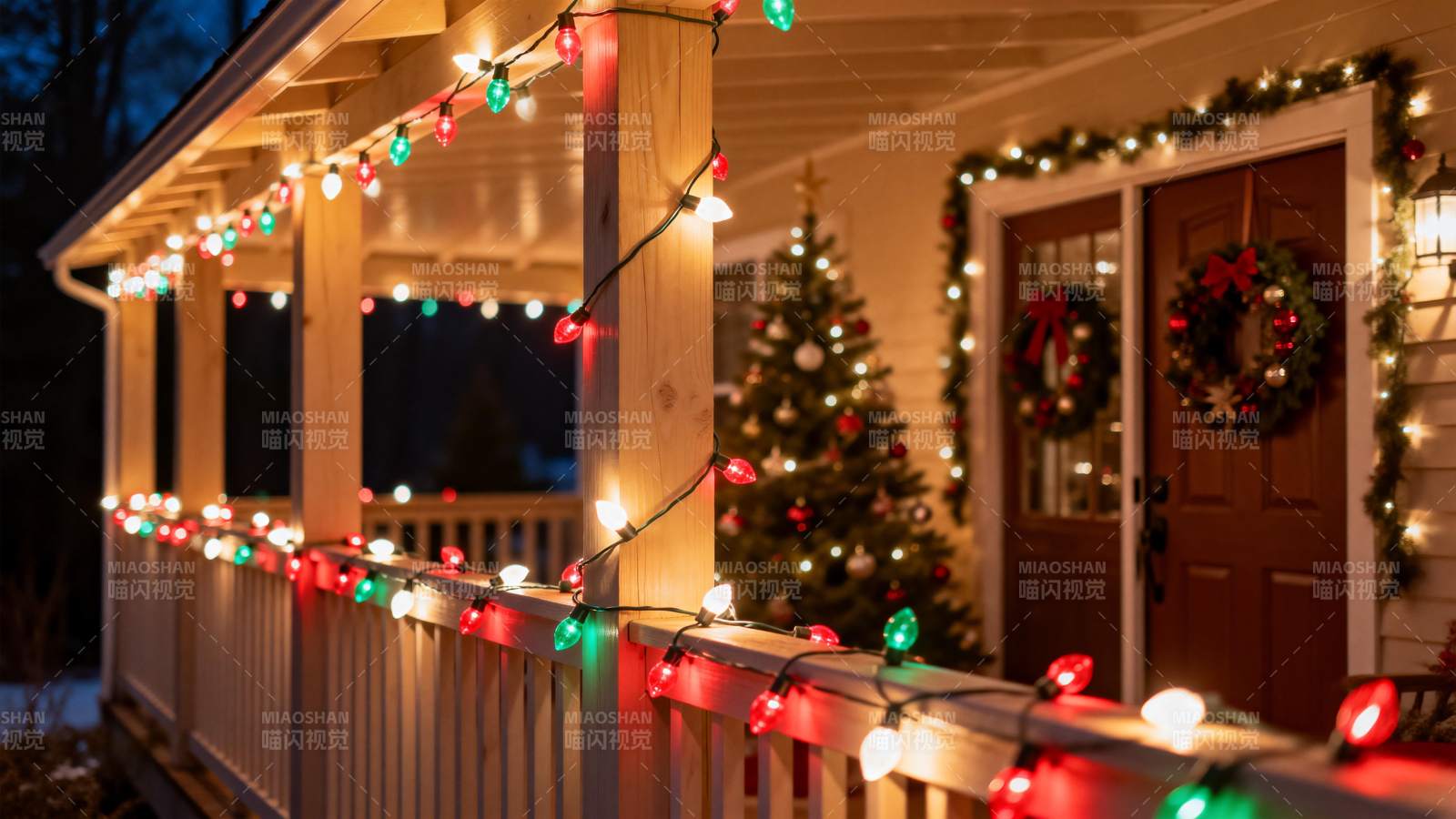 圣诞夜温馨小屋图片