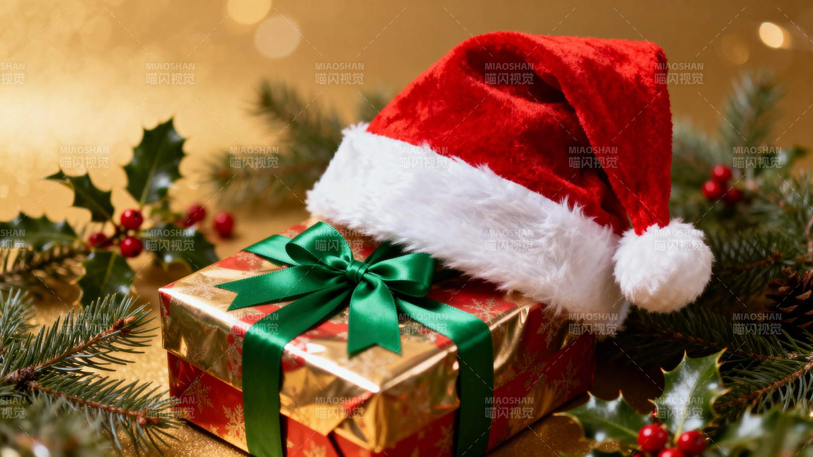 圣诞礼物与红帽图片