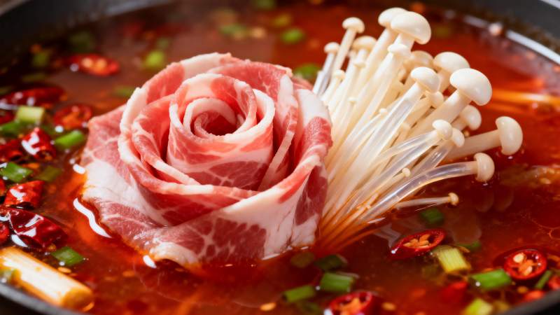 玫瑰肉片火锅图片