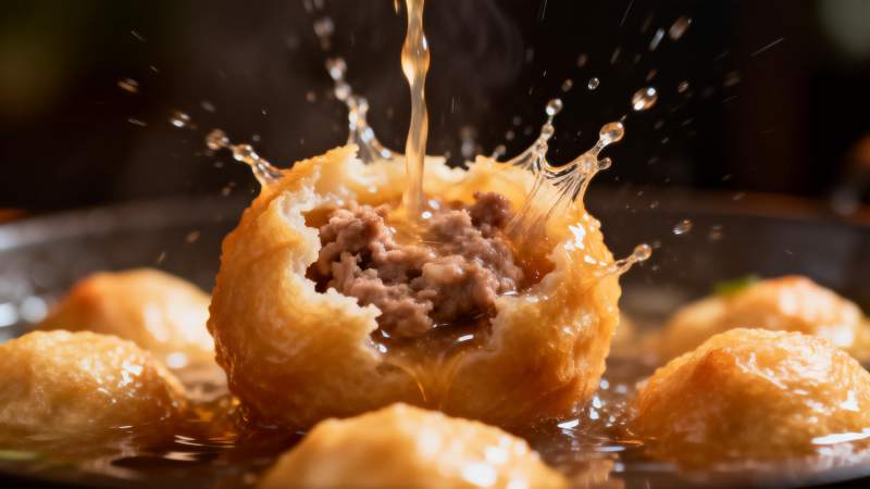 金黄酥皮爆汁肉馅图片