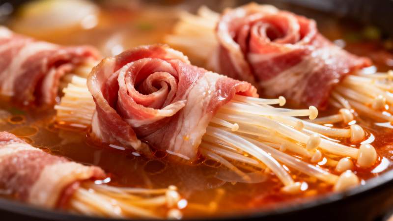 培根金针菇卷图片