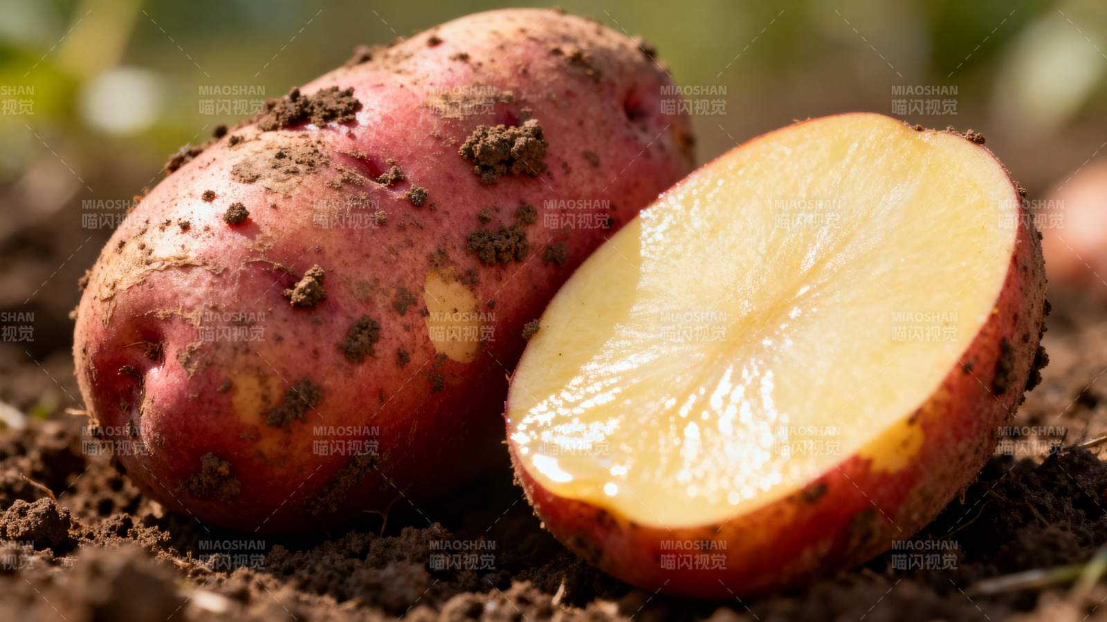 新鲜红皮土豆特写图片