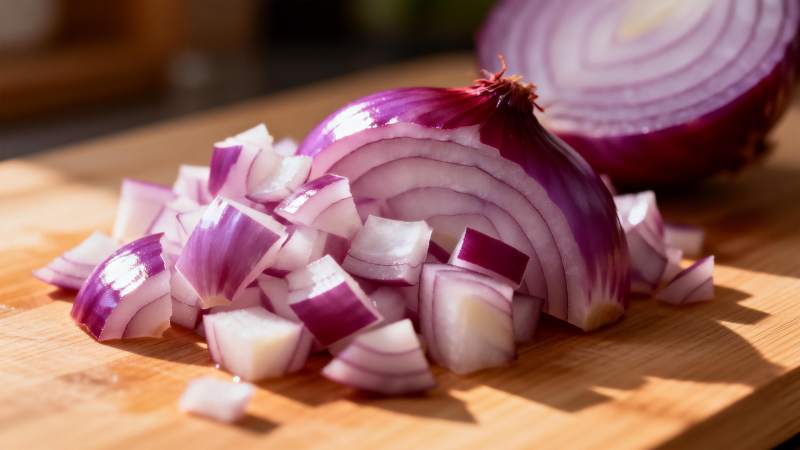 切好的红洋葱图片