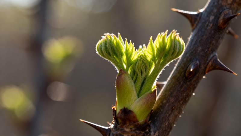 新芽破枝 春意盎然图片