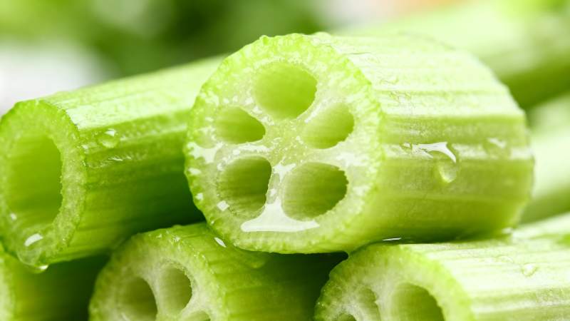 新鲜芹菜切片特写图片