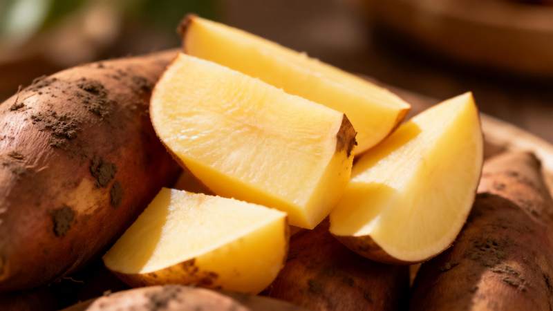 红薯切块特写图片