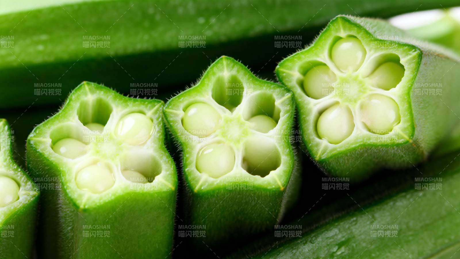 秋葵切面特写图片