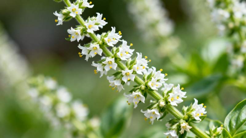白花绿叶植物特写图片