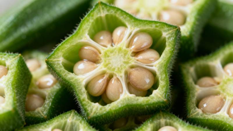 秋葵切面特写图片