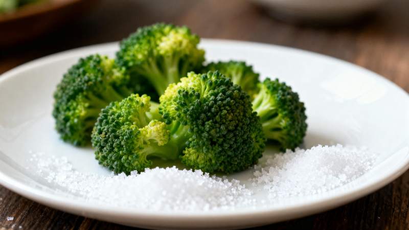 西兰花配盐粒图片
