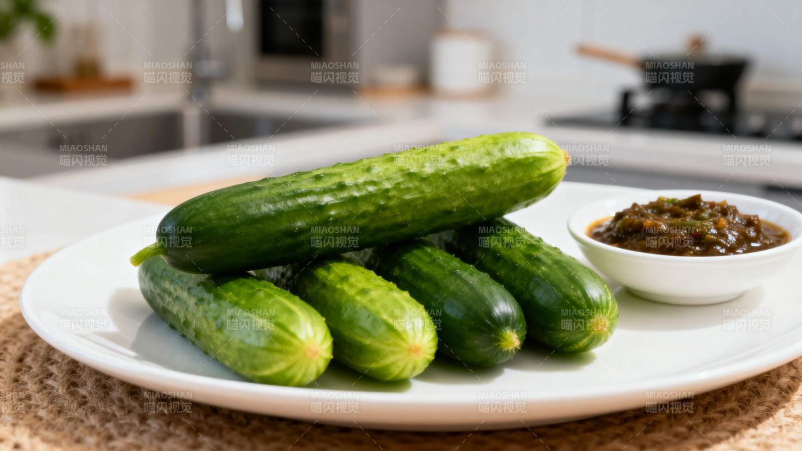 新鲜黄瓜配酱料图片