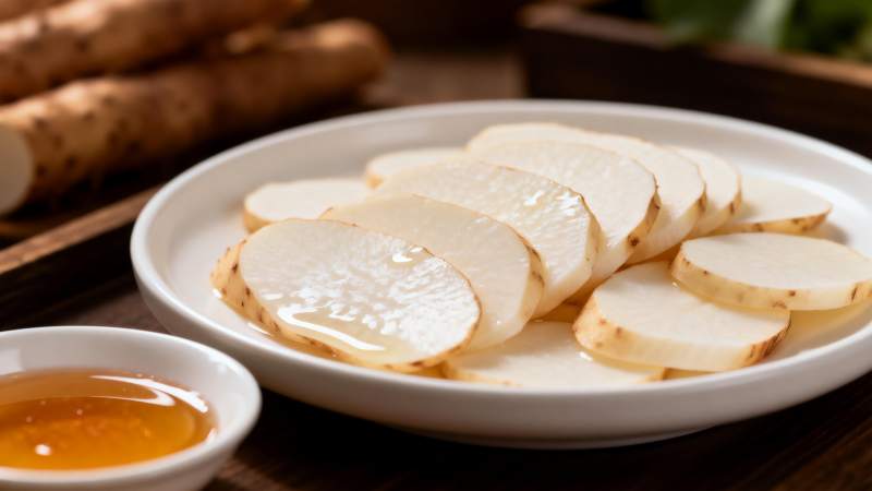 山药切片配蜂蜜图片