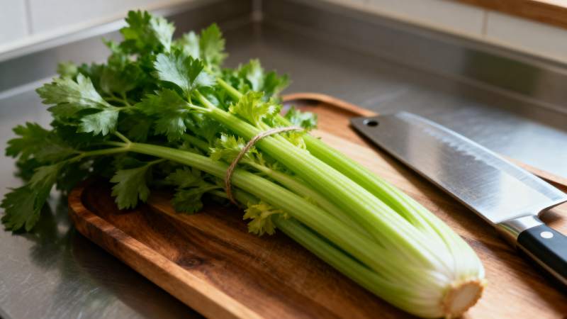 新鲜芹菜待切图片