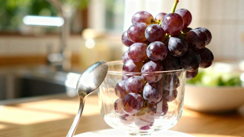 紫葡萄静置杯中图片