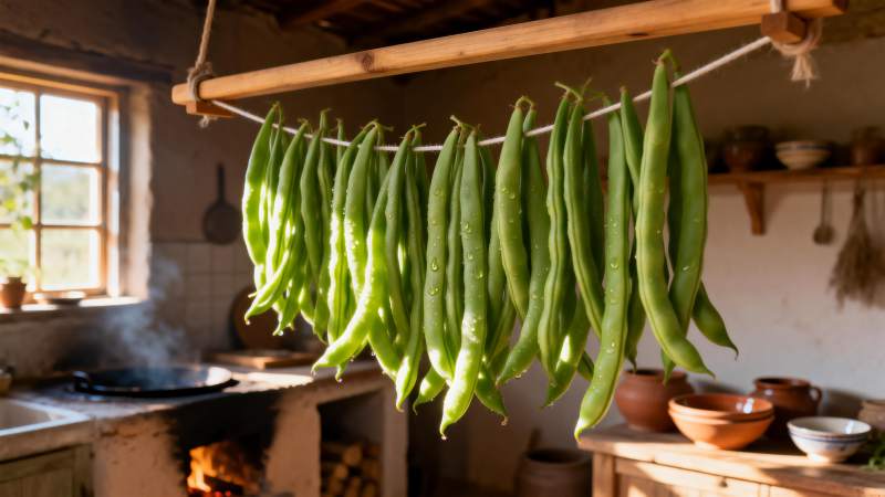青豆悬挂风干中图片