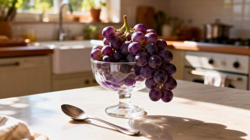 紫葡萄静置杯中图片