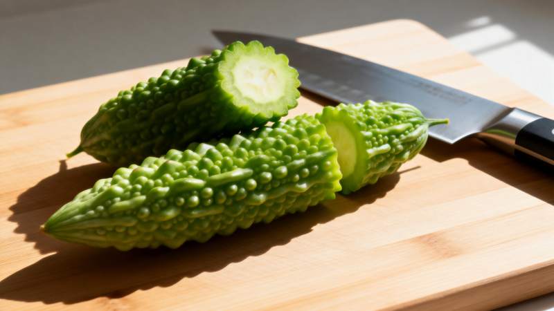 苦瓜切片准备中图片