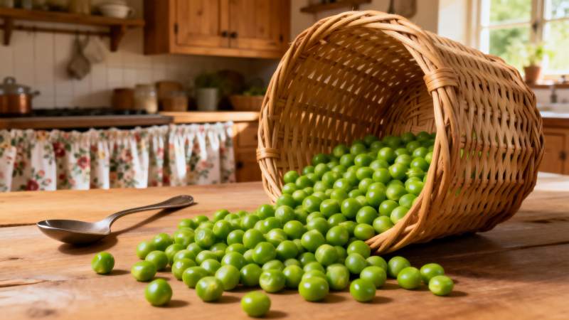 青豆满溢篮中图片