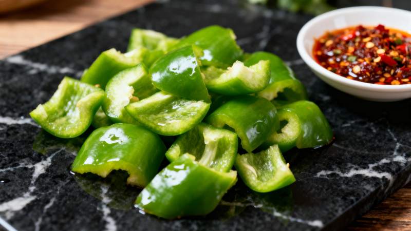 青椒切块配辣酱图片