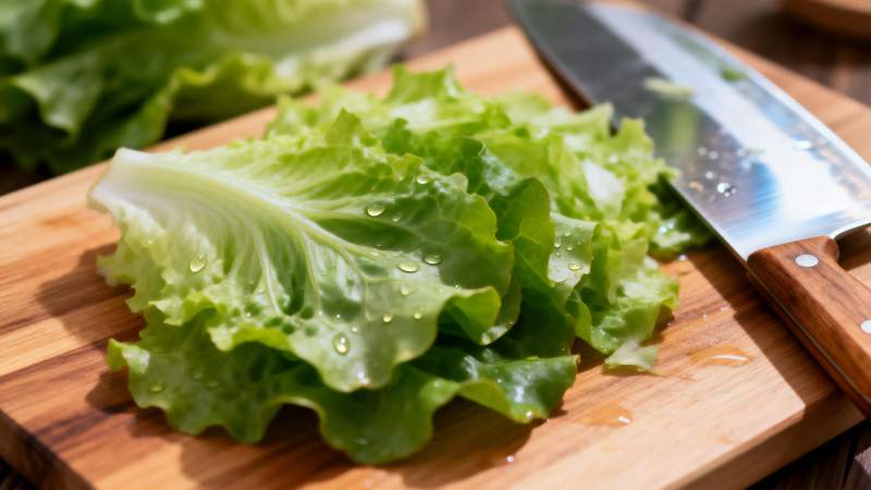 新鲜生菜切片准备图片