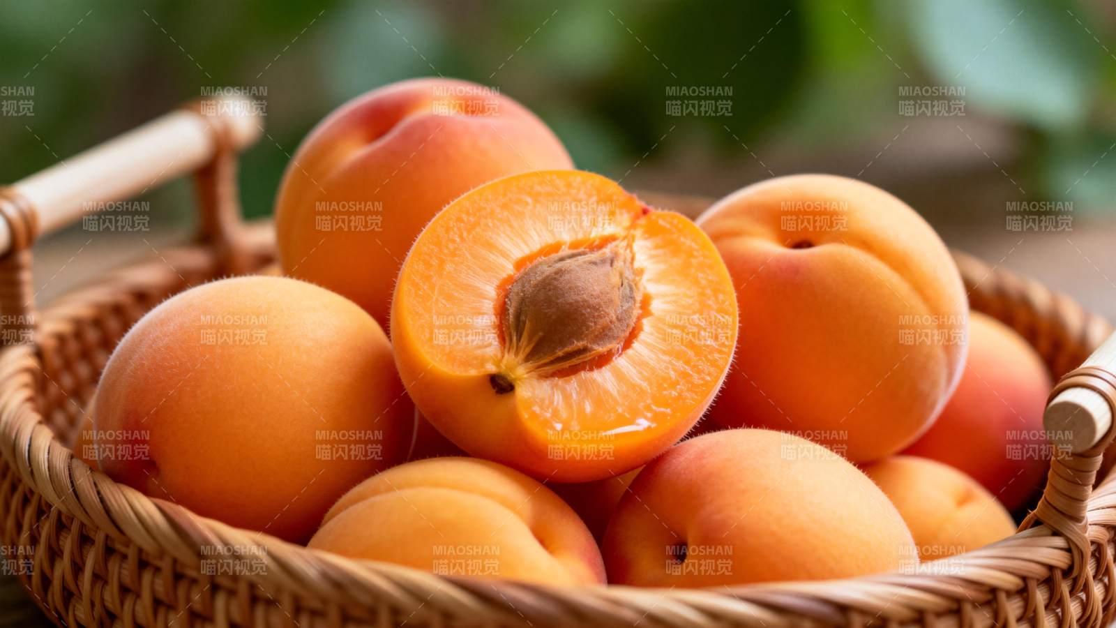 新鲜杏子特写图片