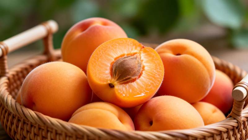 新鲜杏子特写图片