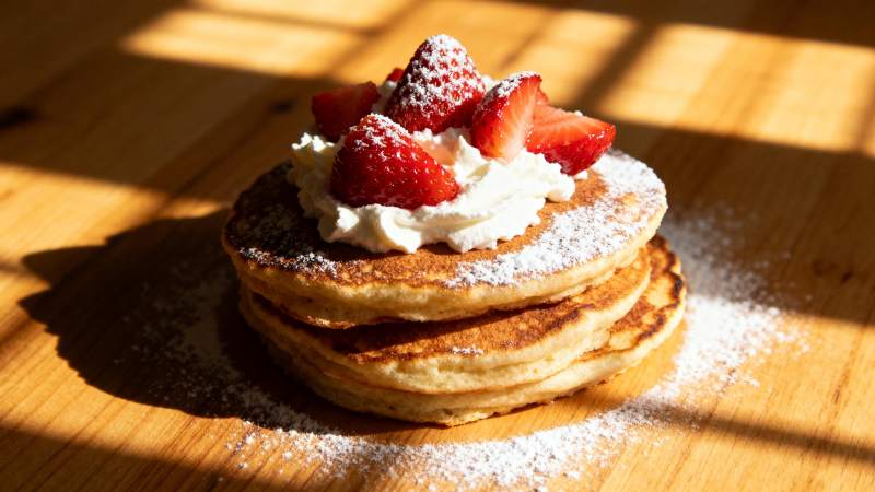 草莓奶油煎饼图片