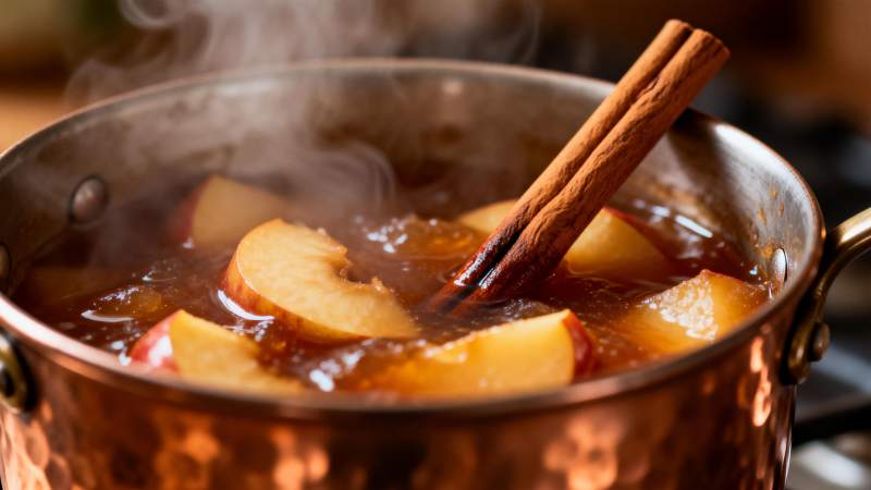 热腾腾的苹果肉桂茶图片