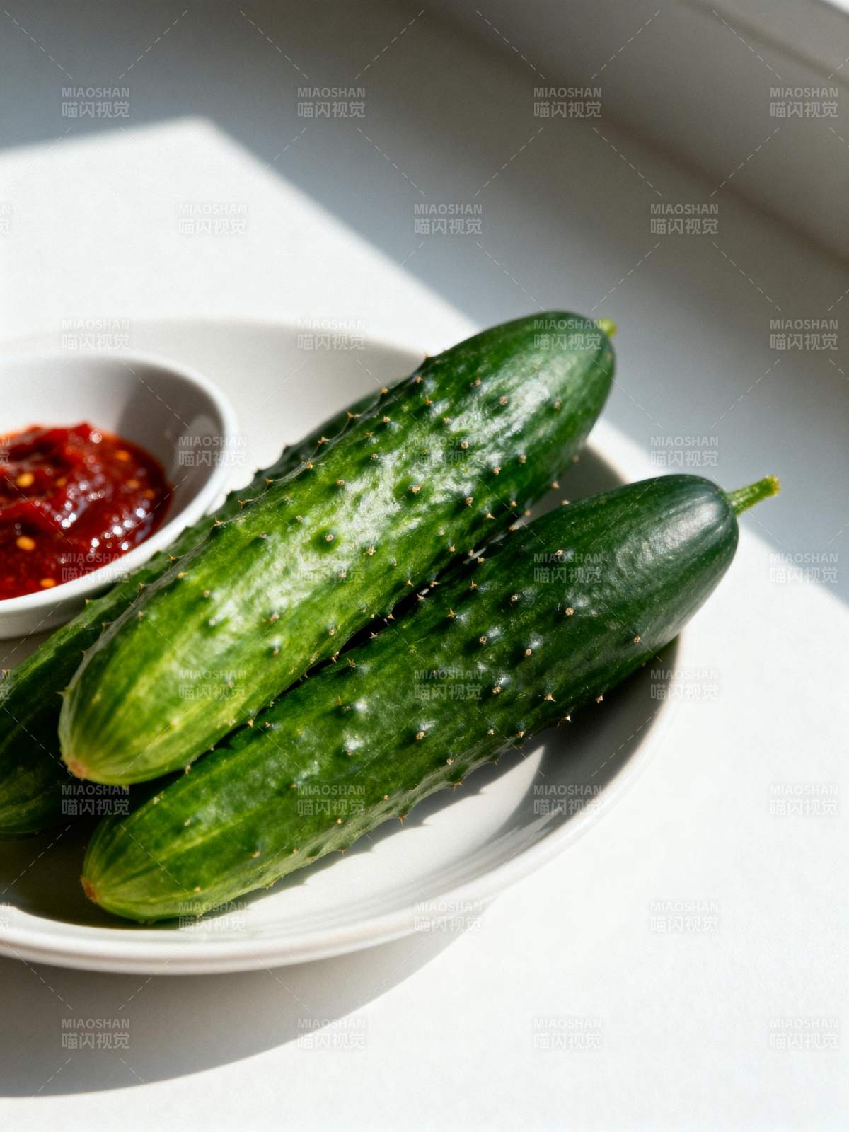 新鲜黄瓜配辣酱图片