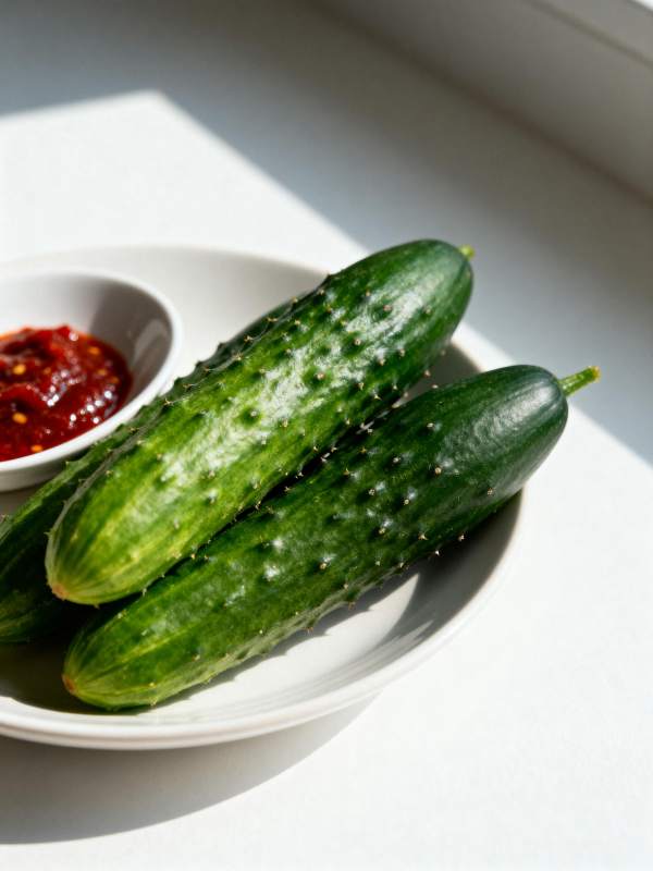 新鲜黄瓜配辣酱图片