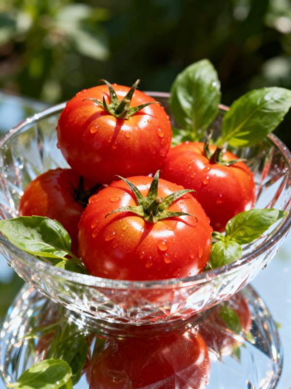 鲜红番茄配罗勒图片