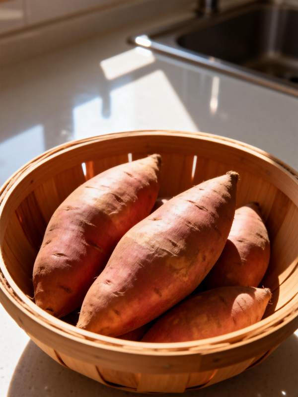 红薯篮中静待烹饪图片