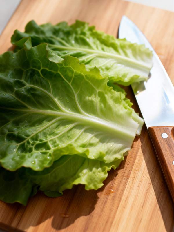 新鲜生菜切片准备图片