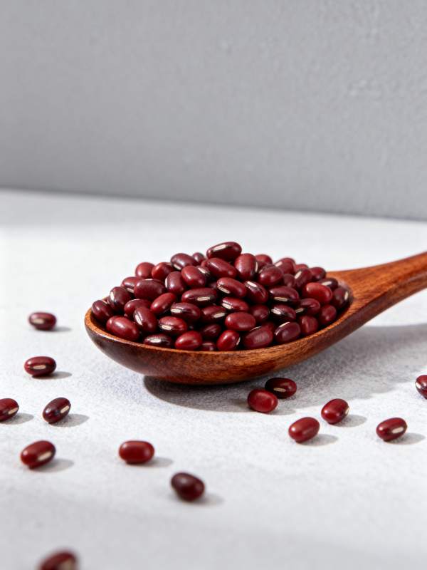 红小豆盛于木勺图片