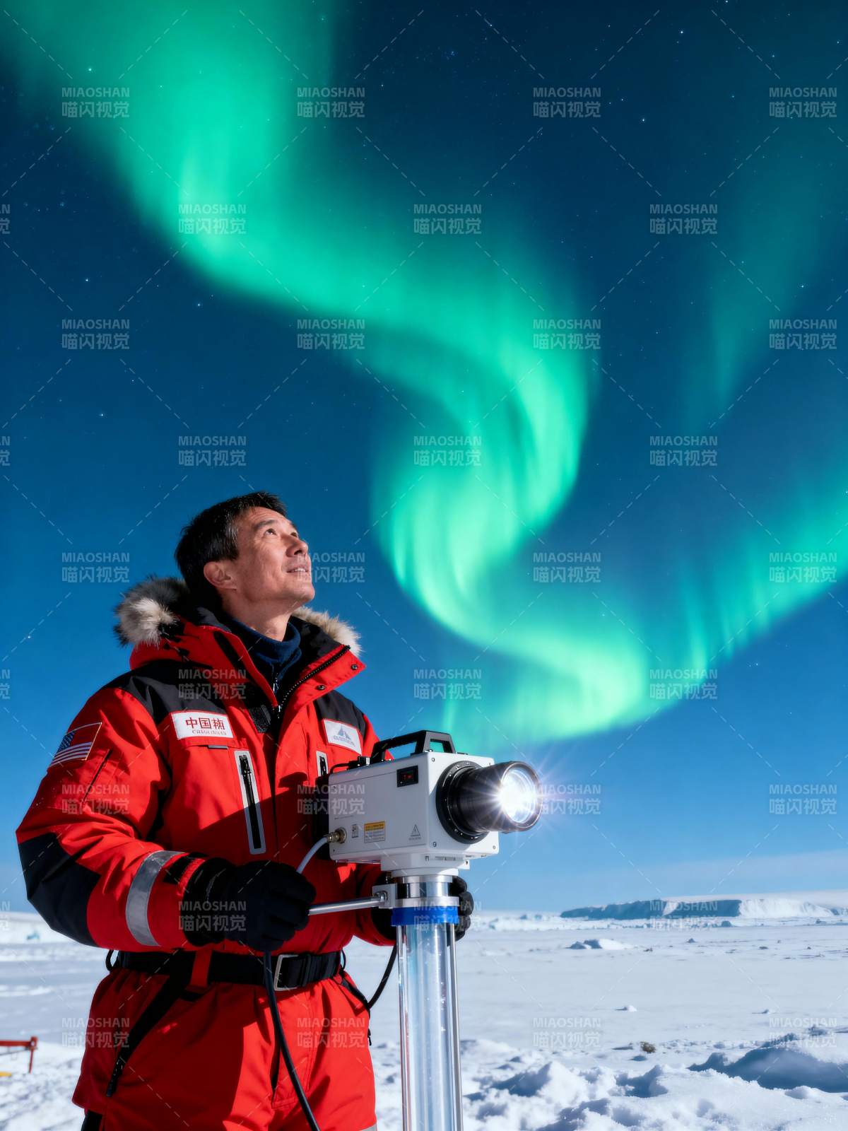 极地科考遇极光图片