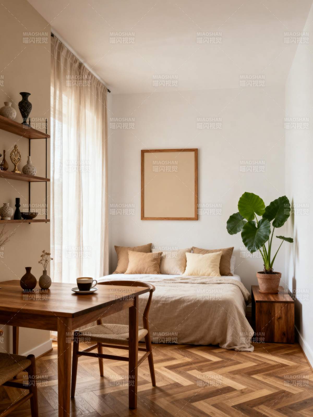 温馨简约卧室一角图片