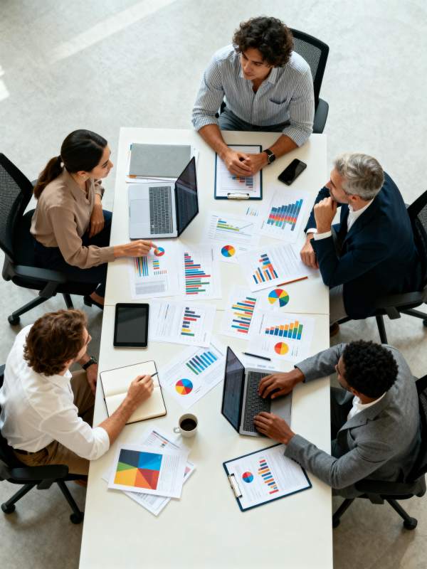 团队会议讨论数据图片