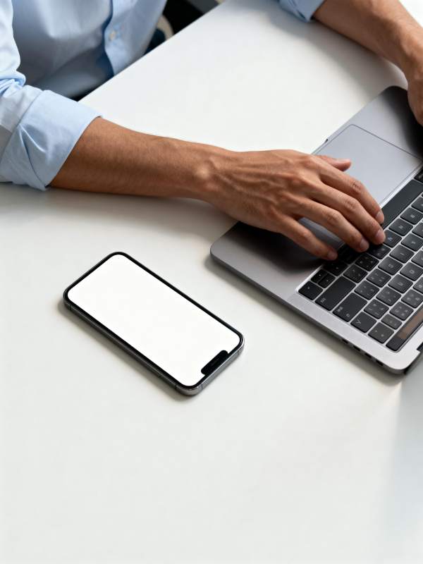 办公桌上的手机与笔记本图片