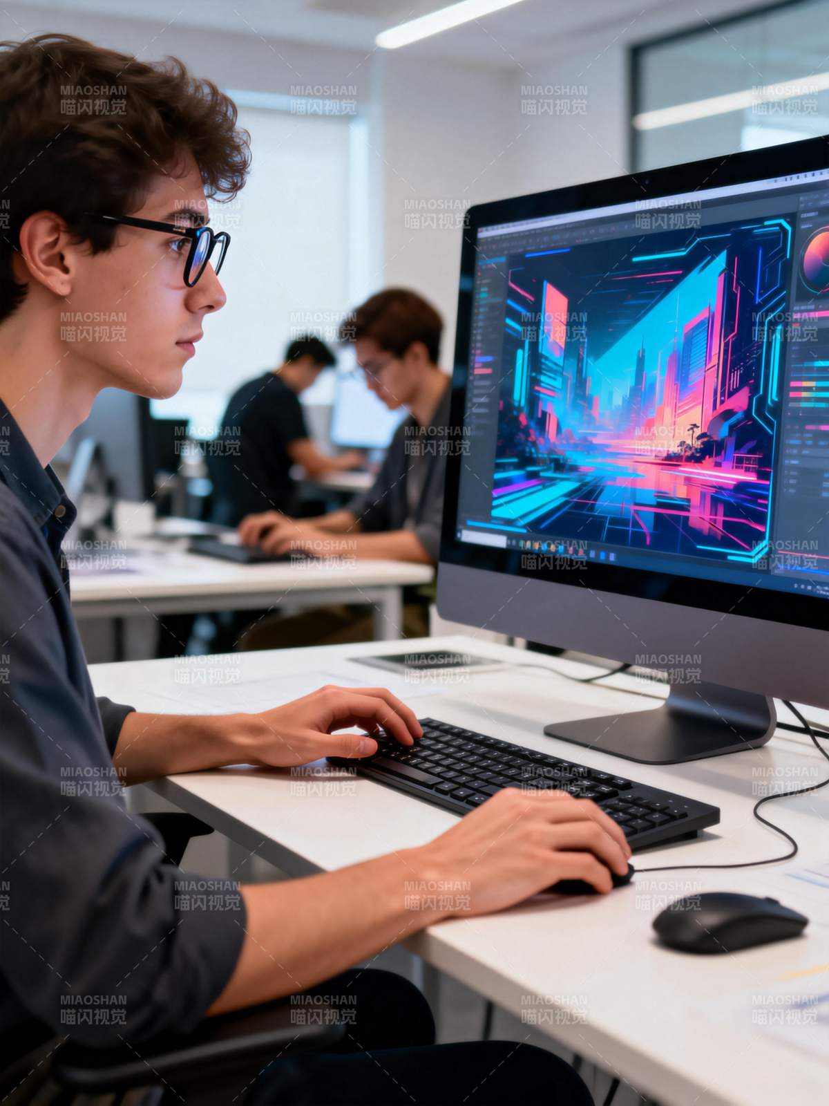 程序员专注编程图片