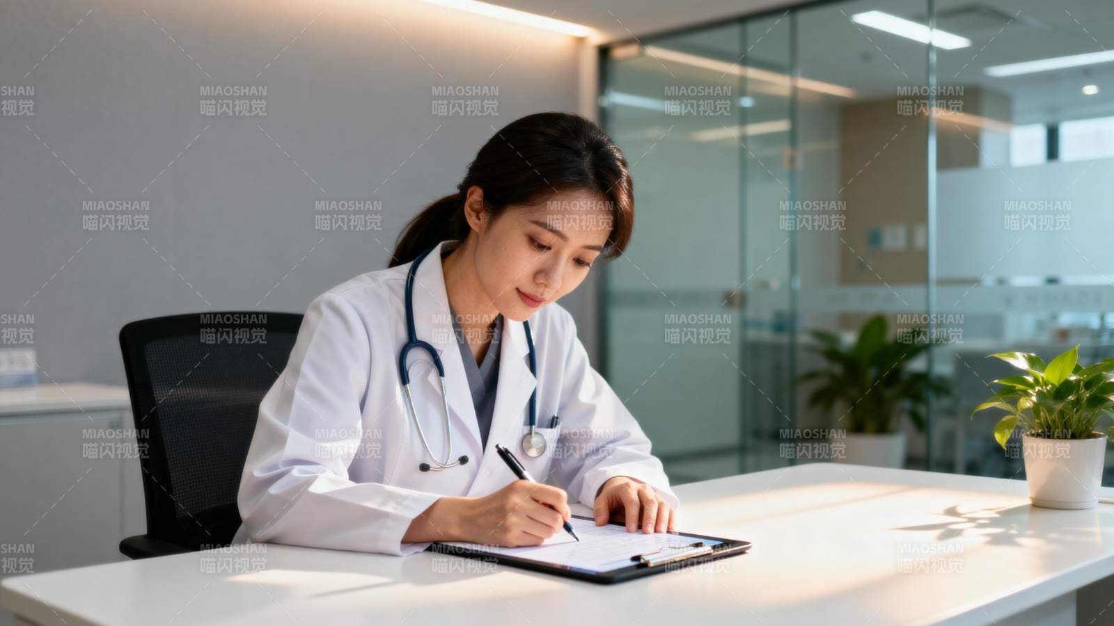 医生办公写记录图片