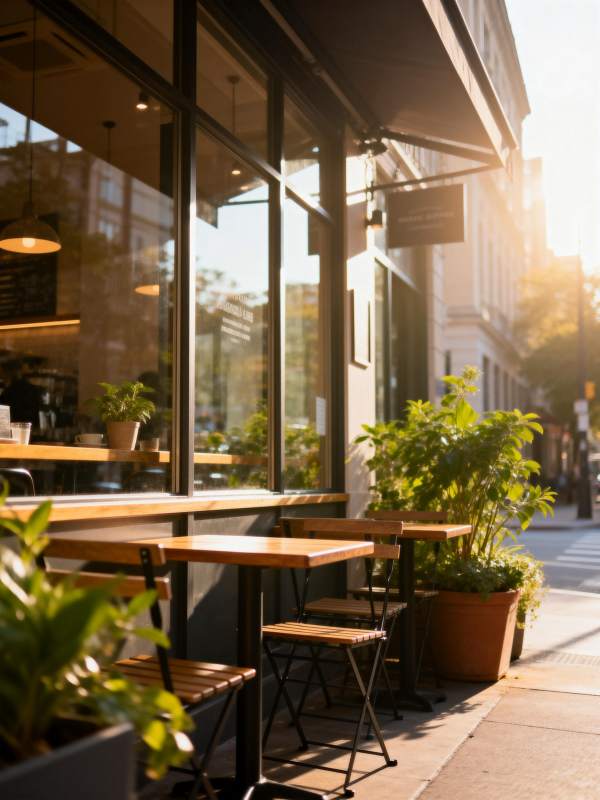 阳光下的咖啡馆外景图片