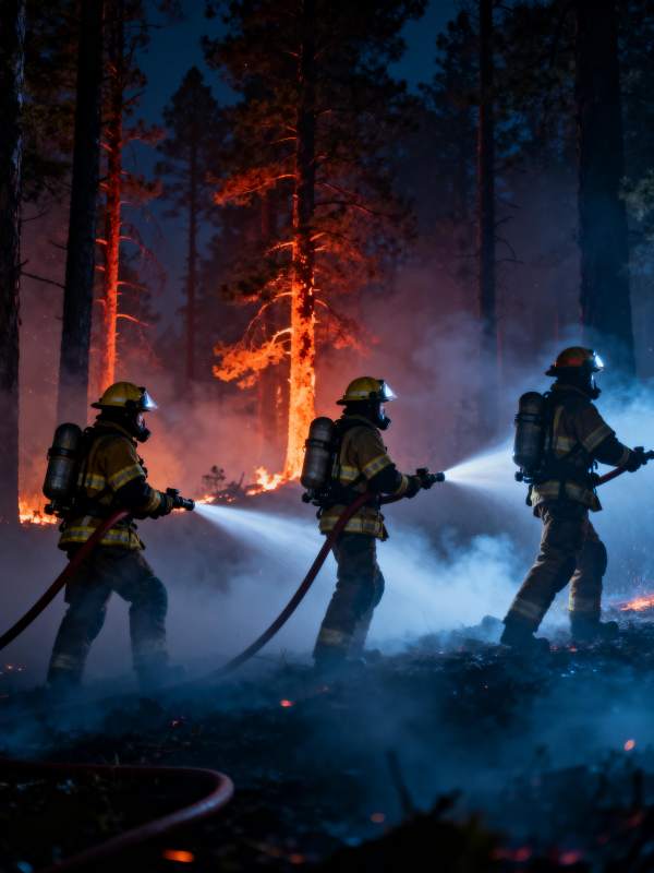 消防员夜战山火图片