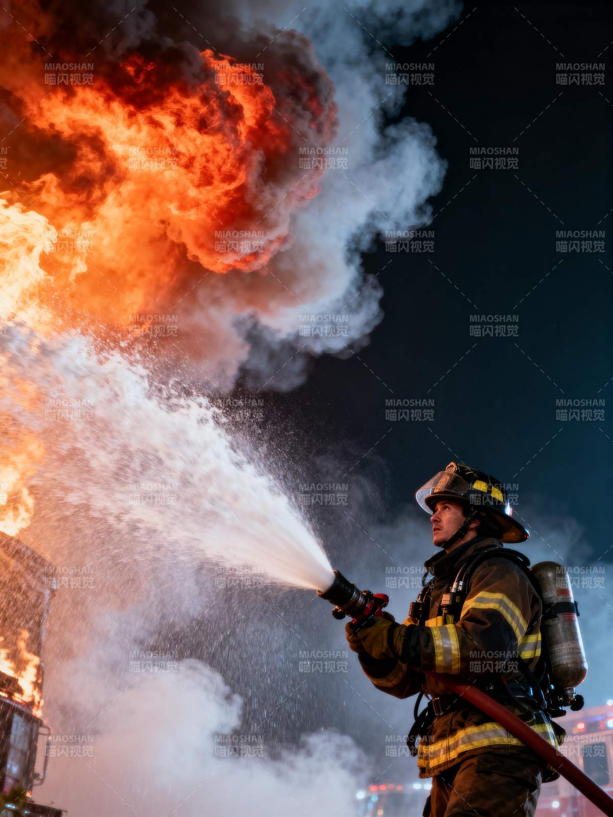 消防员扑灭大火图片