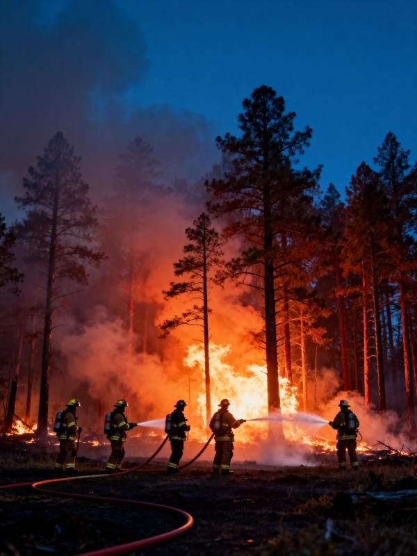 消防员扑灭森林大火图片