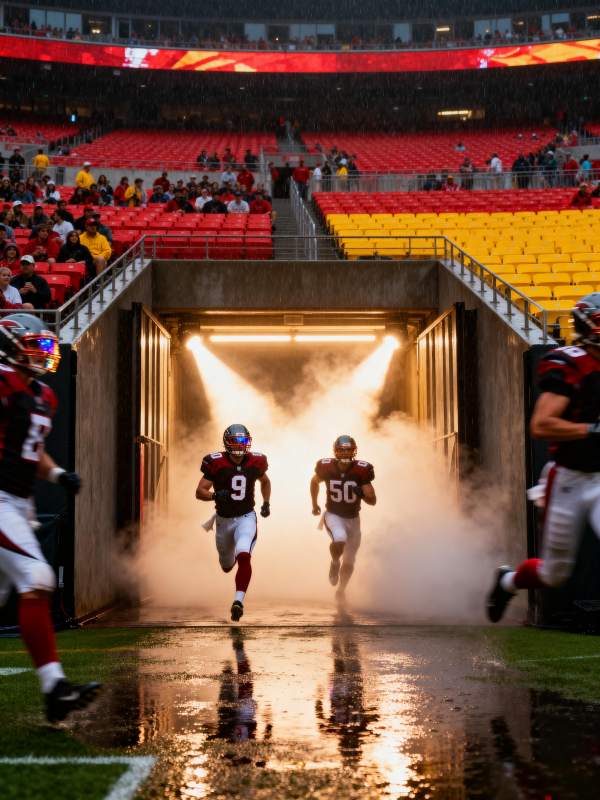 球员冲出通道图片