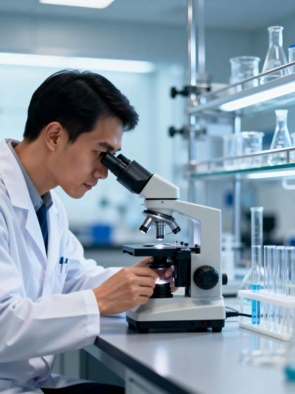 科研人员显微观察图片