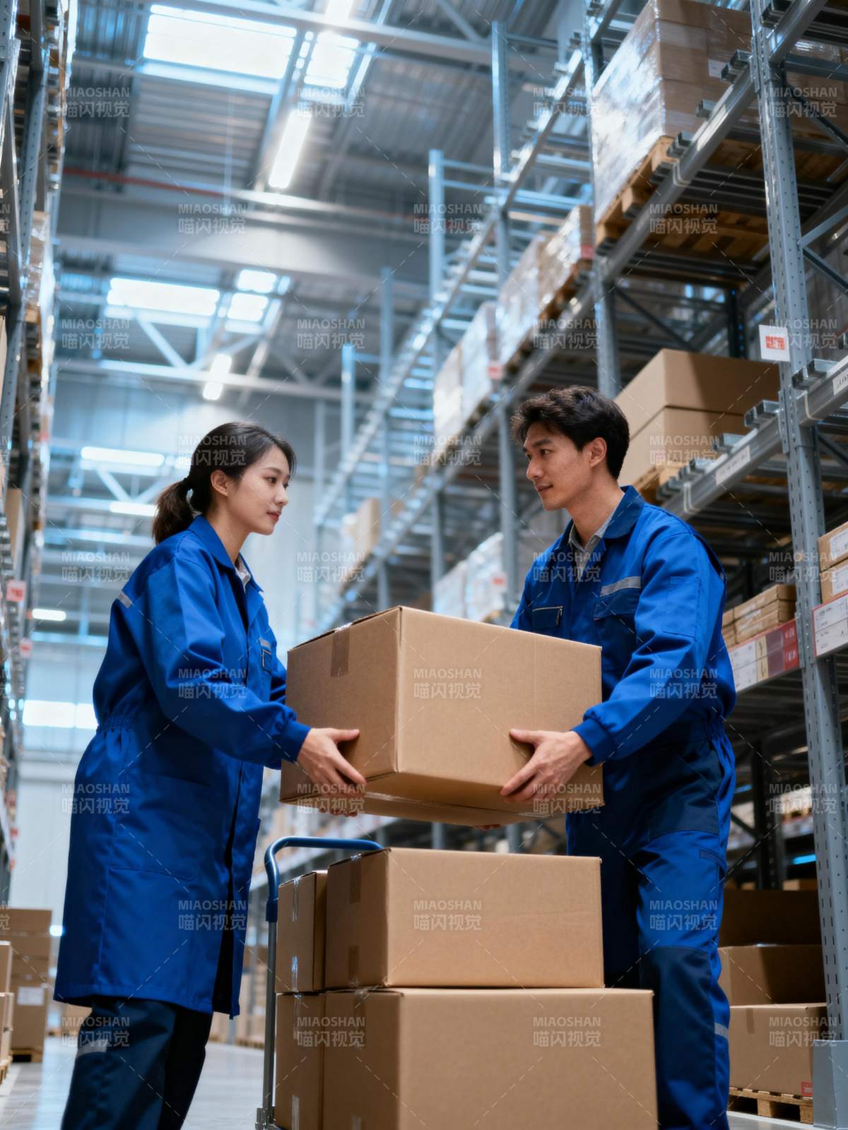 仓库协作搬运箱图片
